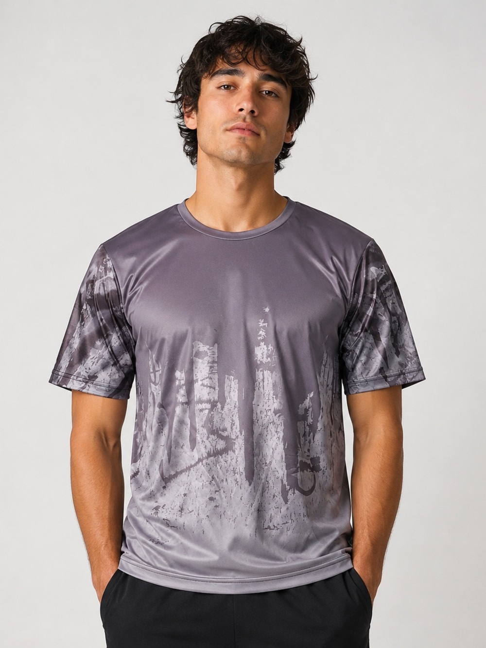 Men's Gray Graphic Athletic T-Shirt
